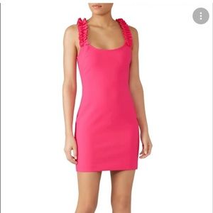 LIKELY | Elana Ruffle Strap Hot Pink Mini Dress